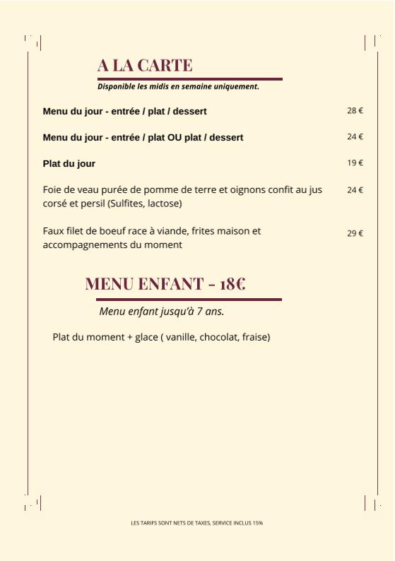 Bistrot Demols - Restaurant - Menu Image 1