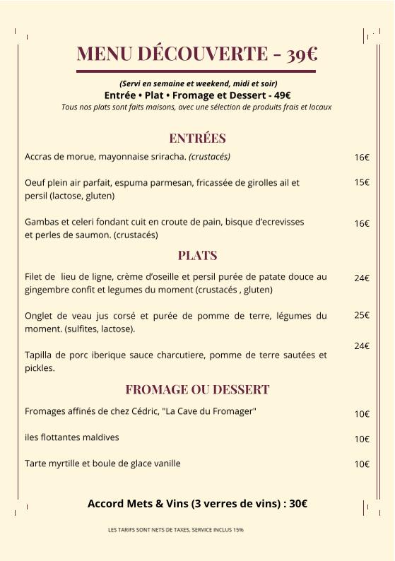 Bistrot Demols - Restaurant - Menu Image 2